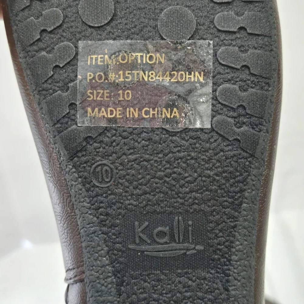 Kalli Womens Size 10 Brown Faux Leather Tall Slouch Boots Lace Up Back Flat Sole